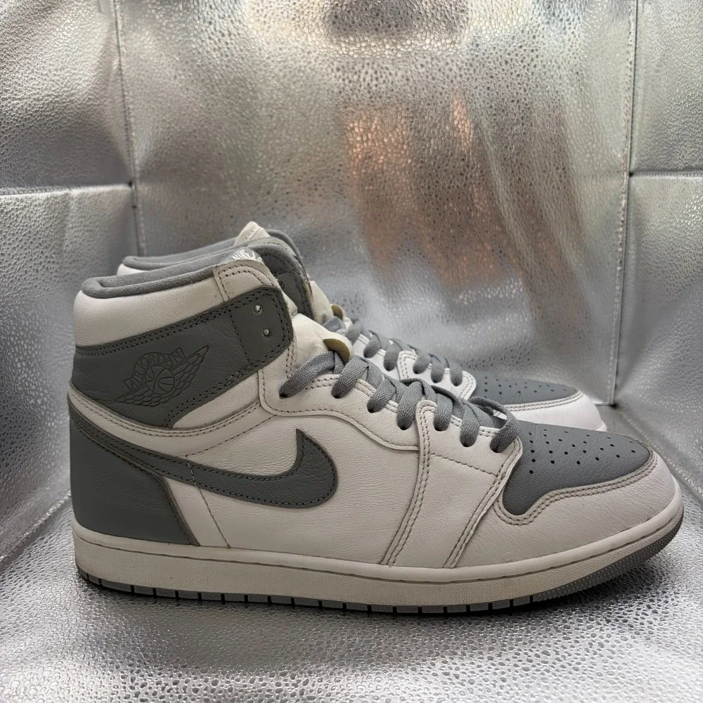 Size 11.5 Air Jordan 1 Retro High OG‎ Stealth White Gray Mens Shoes 555088-037